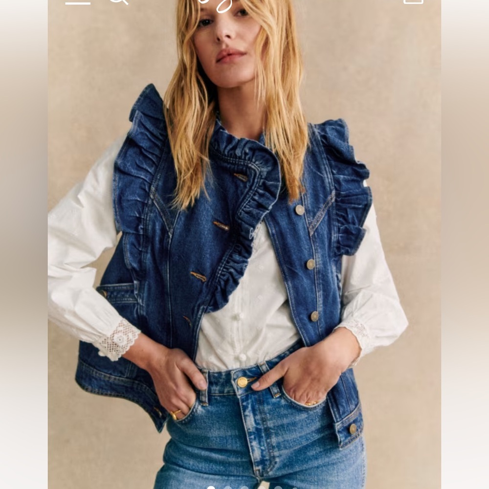 Sezane Faye denim vest dark blue